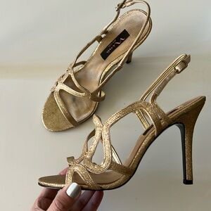 Nina Unilora Glitter metallic gold heels 9